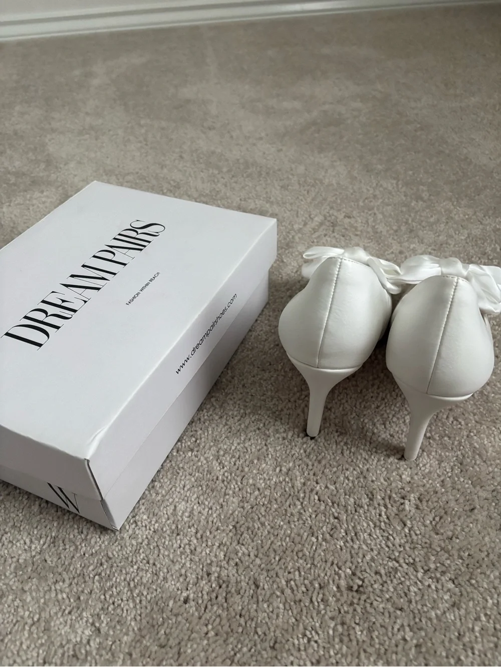 White Satin Bow heels
